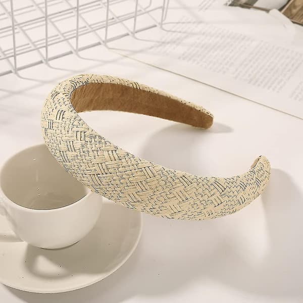 Flettede Halm Hodebånd For Kvinner Og Jenter Tykke Brede Vevde Rattan Boho Hodebånd Sommer Tilbehør Hodeplagg (2-pakning)
