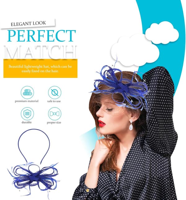 Fascinator Hårtilbehør Pandebånd med Blomstret Netdesign til Teselskab og Bryllupsbegivenheder Kvinder Blå