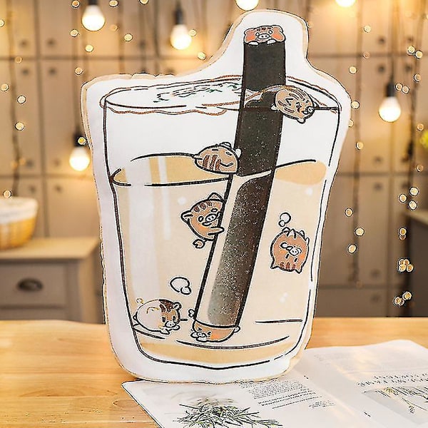 1 stk. Boblete Plush Mælkete Milkshake Kort Plys Dukke Dekoration Pude Sofa Auburn