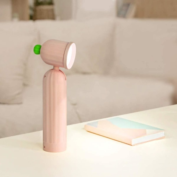 Barnebordslampe Mini Liten skrivebordslampe med øye Søt, omsorgsfull Led-bordslampe Cactus Usb-bord Lyseblå