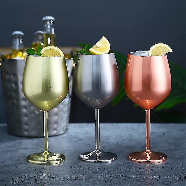 Ruostumattomasta teräksestä valmistettu samppanjakupillinen viinilasi cocktaillasi metalliviinilasi baari