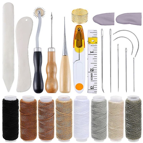 Läderhantverk Verktygsset Handsy Kit DIY Sy Nål Canvas Tråd Set
