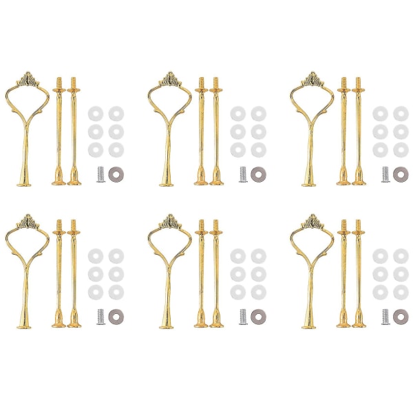6 Sett Baktøy Hardware For Kake Stativ 3-lags Kake Stativ Tilbehør Holder For Bryllup Og Fest Serveringsbrett (gull)