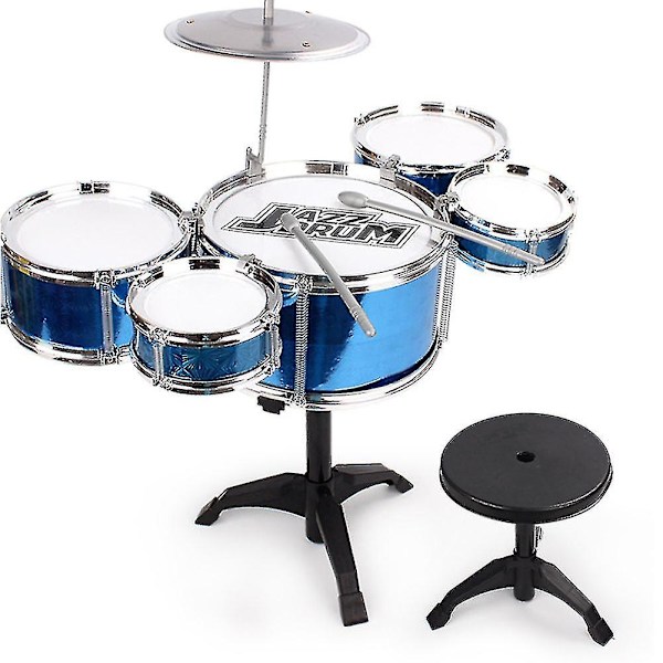 Børne Jazz Trommesæt Til Småbørn Seje Knock-resistente Trommer Sæt Aftagelige Trommer Instrument-yuhao Oversized Drum Set Blue