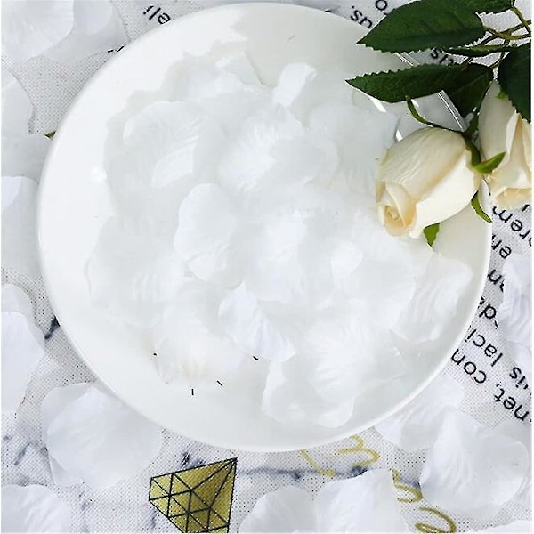 1000 st Silk Konstgjorda Rosblad För Bröllop Blommor Fest Romantisk Nattvit Bd-yuhao
