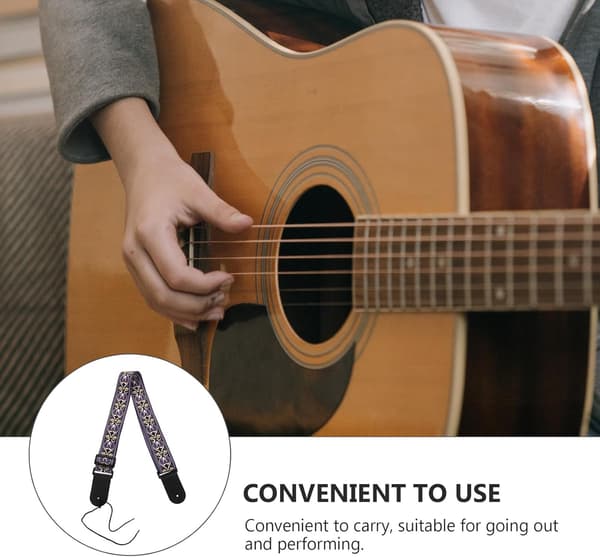 Bärbar Gitarr Basrem Justerbar Längd Kreativ Polyester Pu Läder