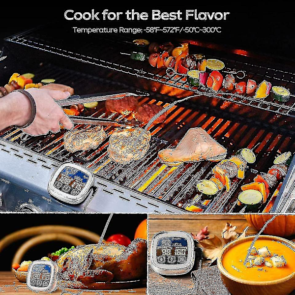 Digital Kötttermometer Kök, Stektermometer, Grilltermometer, Digital Termometer Med LCD-Timer, Temperaturgivare För Ugn Kött Ugn Mat
