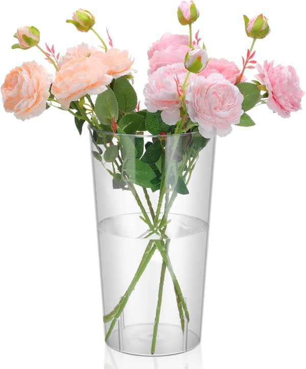 Akryl Blomstervase Stor Kapasitet Flat Base Dekorativ Vase Egnet