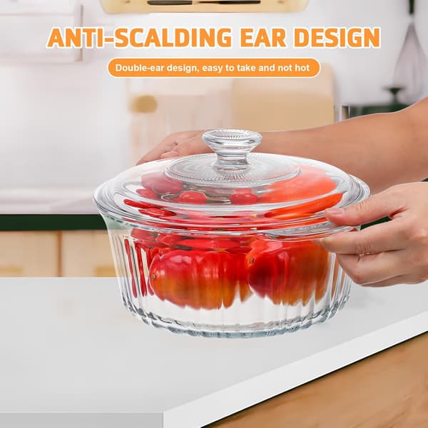 4l Glass Cookware Set Gryta Rund Hög Borosilikatglas Säker Matlagning