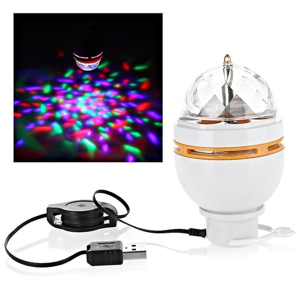 3W LED Bærbar Scene DJ Lys Auto Roterende Pære USB