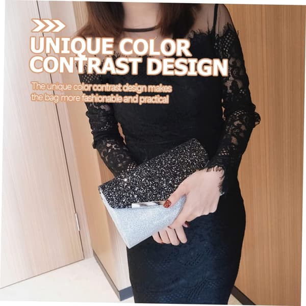 Elegant krystallkjede aftenveske for kvinner, polyester og ABS-materiale, passer til telefon og småting