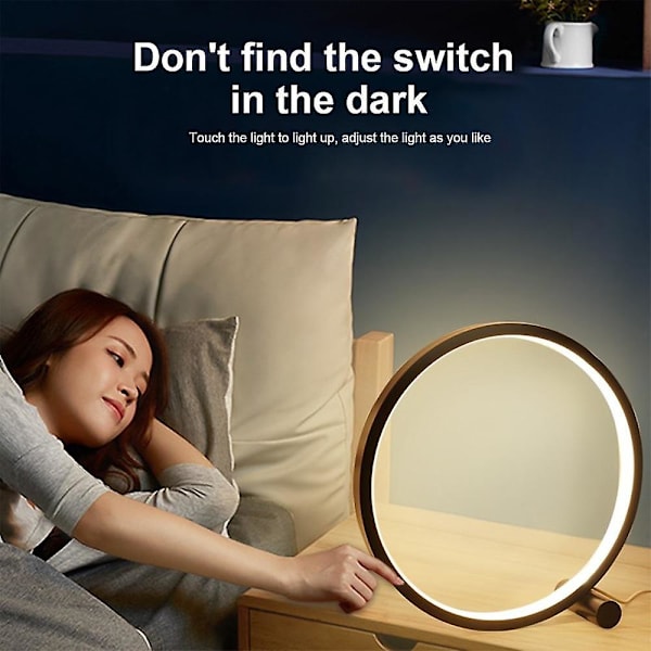 Berøringsdæmpning LED Bordlampe Soveværelse Rundt Skrivebord USB Strøm