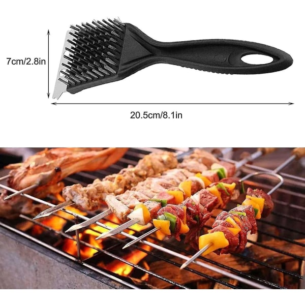 Metallgrillborste 2 delar Grillborste med handtag Rostfritt stål Grillborste Grillrengörare Grill