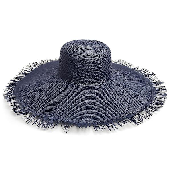 Unisex Sommerstrandhatt i Straw Weaving for Dame - Jazz Pustende Hatt med Bred Bremm Navy blue