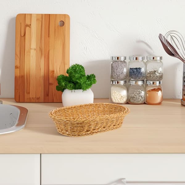 Oval plast frukt- och brödkorg 27cm×18cm×6.5cm Vävd snackserveringsbricka Dekorativ