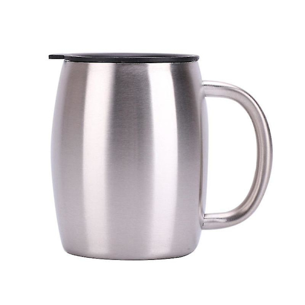 1 st Dubbelväggig Vattenkopp i Rostfritt Stål Ölburk Bärbar Kaffekopp Silver