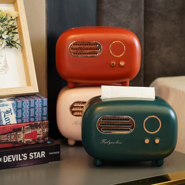 Vevboksdeksel, retro radio vevboks, kunst vevboks, multifunksjonell ansiktsvev