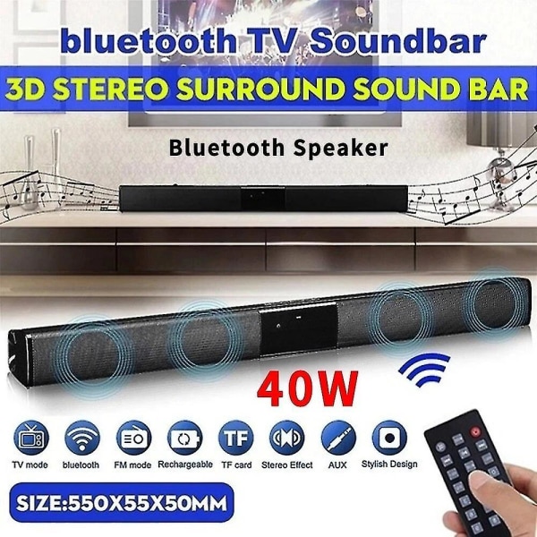 Trådløs Soundbar TV Computer Bluetooth Højttalerboks