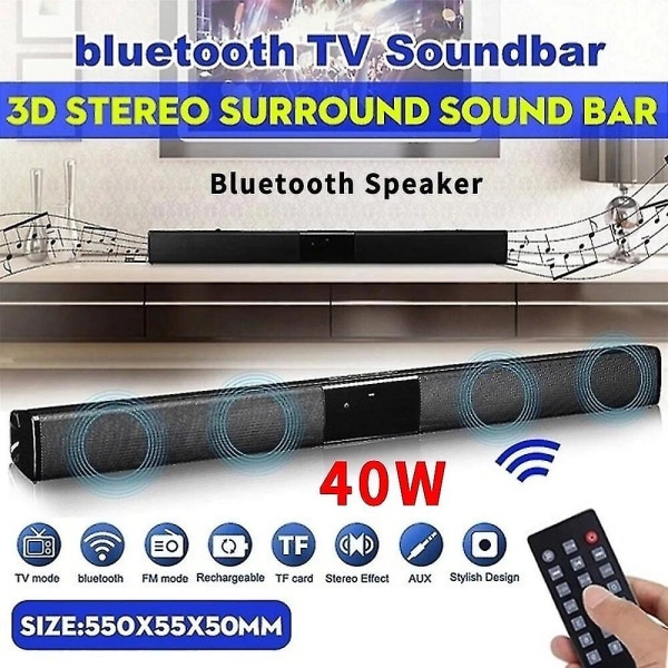 Trådløs Soundbar TV Datamaskin Bluetooth-høyttalerboks