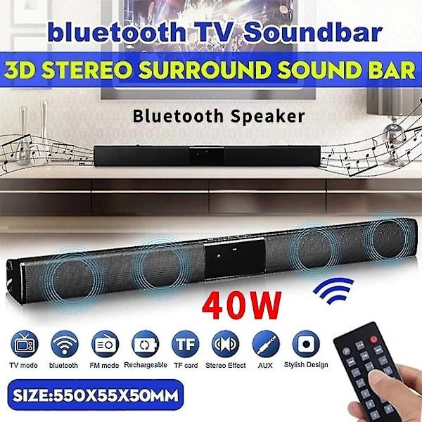 Trådlös Soundbar TV Dator Bluetooth Högtalare Låda