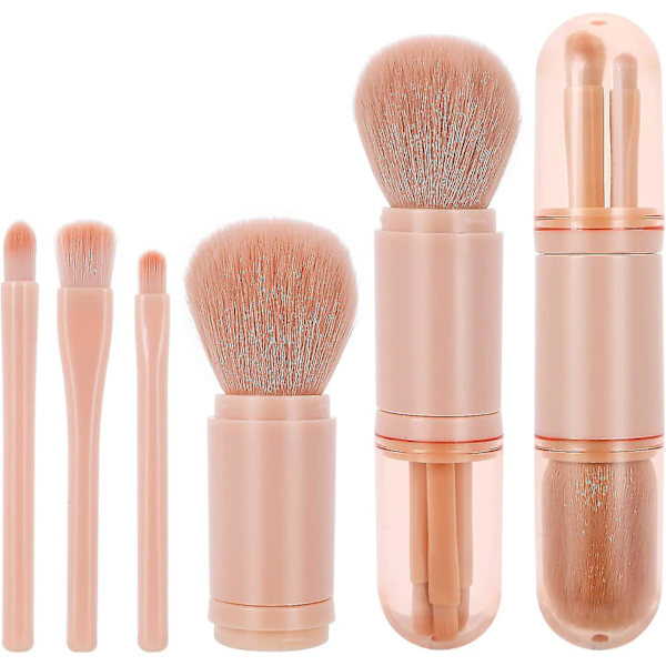 Mini Makeup Brush Set, 4 i 1 Bærbar Rejse Ansigtskosmetikbørste