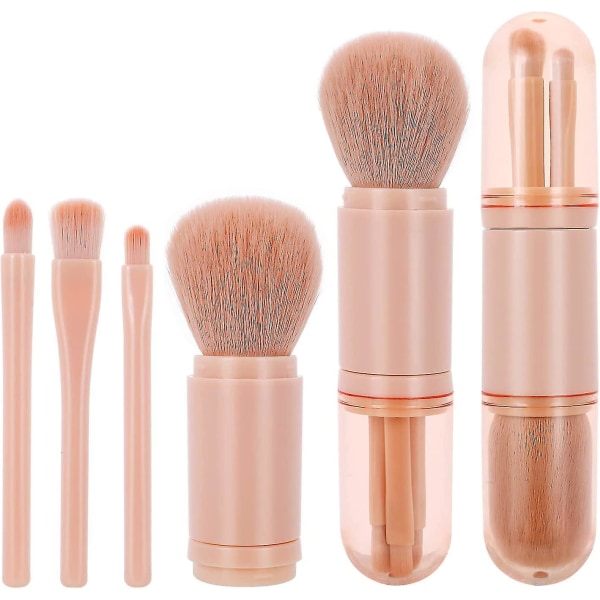 Mini Makeupborste Set, 4 i 1 Bärbar Resa Ansiktskosmetisk Borste