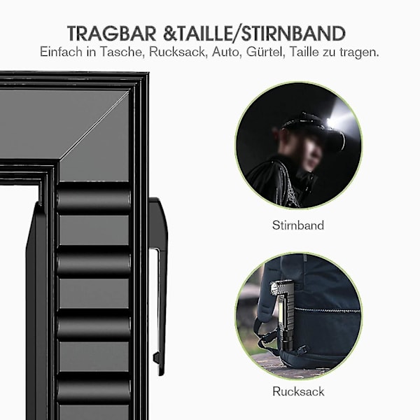 Super kirkas COB USB-ladattava magneettinen LED-taskulamppu 90 asteen kääntyvällä lampupäällä