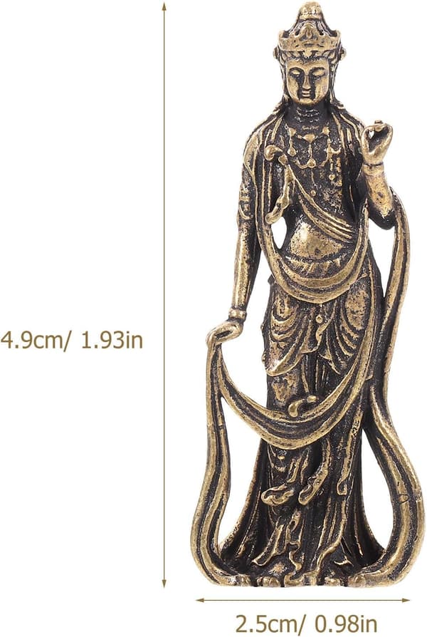 Messing Bodhisattva-statue for hjemmekontordekorasjon Antikk stil messingpynt