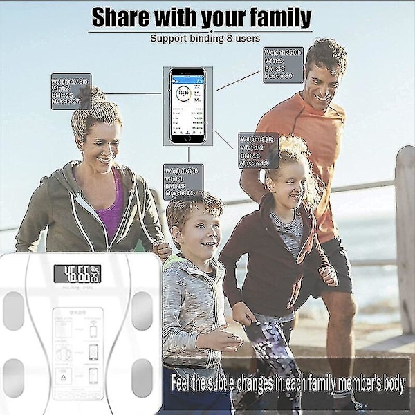 Bluetooth Kropps Fettskala Smarta Badrumsvågar Trådlös Digital Vikt Vågar Kroppssammansättning Analysator Vägningsvåg Color black1