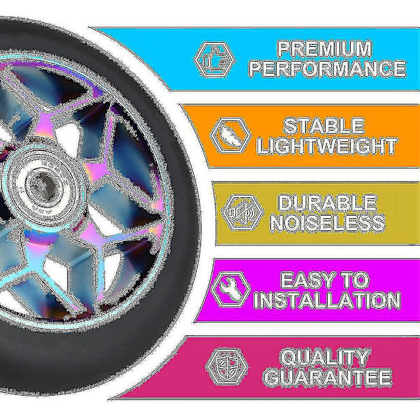 2 kpl 110 mm skootterin pyöriä Pu-pyöriä Paksu Stunt Laakereilla (musta)