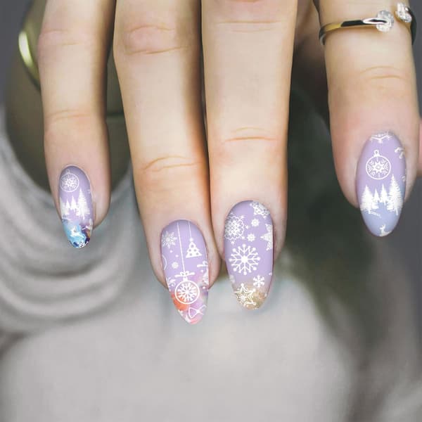 10 stk. jule-neglekunststempelplade til DIY-manicure-skabelon, tilbehør til neglekunststempler
