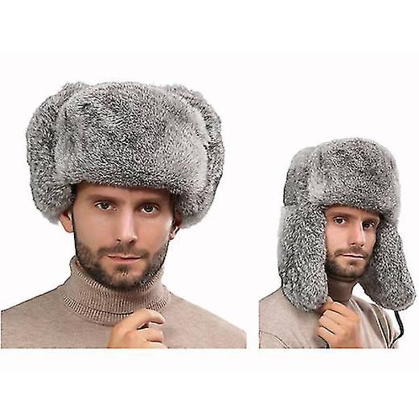 Lämmin Trapper-hattu Tekoturkista Talvi Bomber-hatut Lentäjähatut Ushanka-hattu gray