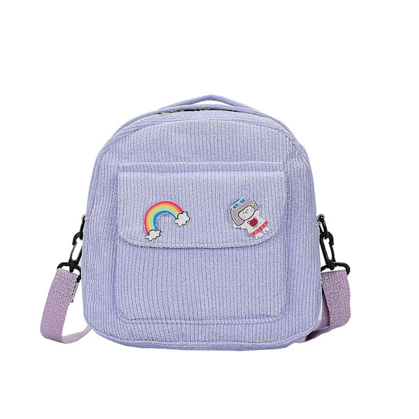 Kvinnors Corduroy Ryggsäck Väska Konvertibel Dammode Casual Dagryggsäck Resa Liten Skol Axelväskor Purple