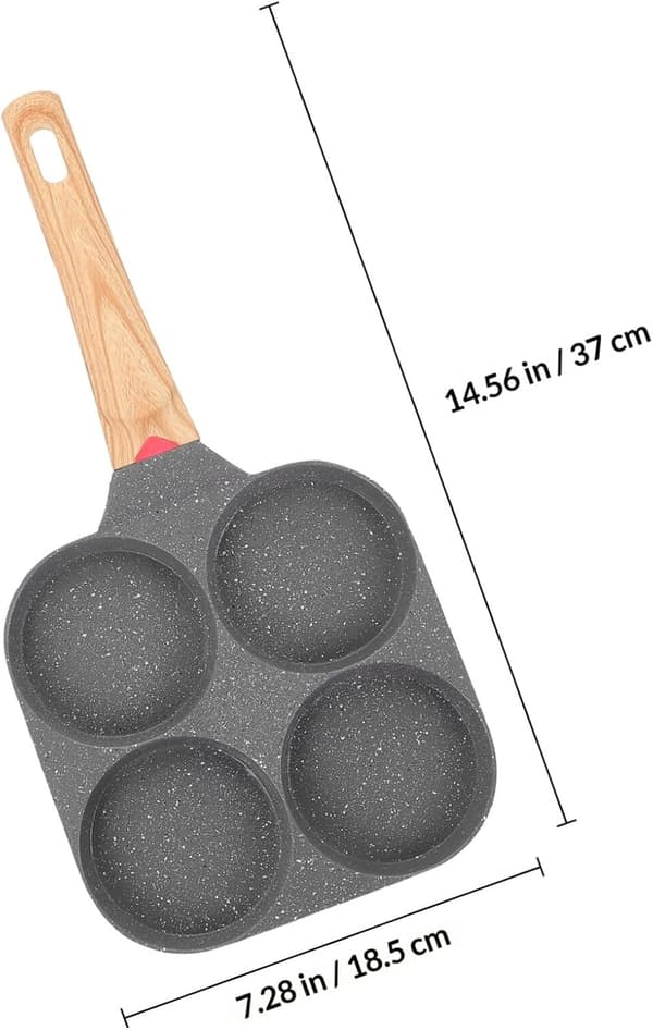 Stekepanne med varmebestandig belegg, 4-kopps non-stick laget av solid aluminiumslegering