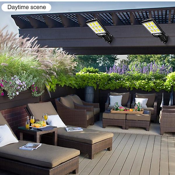 Solcellelampe for utendørs, solcelledrevet gatebelysning med sensor, sikkerhetsbelysning for hage, terrasse, sti og gårdsplass 616-2