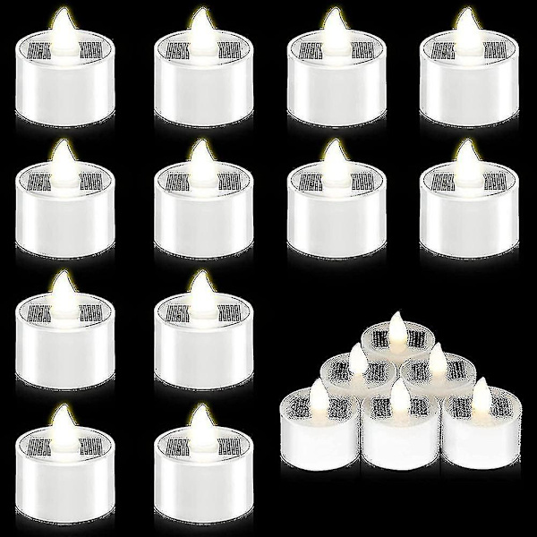 18 stycken solcellsdrivna te-ljus med flamlöst LED, vattentäta, uppladdningsbara ljus (1,5 x 1,4