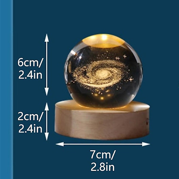 Glødende Planetarisk Galaxy Krystallkule Nattelykter USB Sengelampe