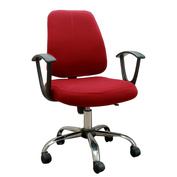Tietokoneen toimistotuolin cover, halkaistu suojaava venyvä kangas polyesteripöytä työtuolin päälliset Stretch pyörivä tuolin päällinen, irrotettava Wine Red