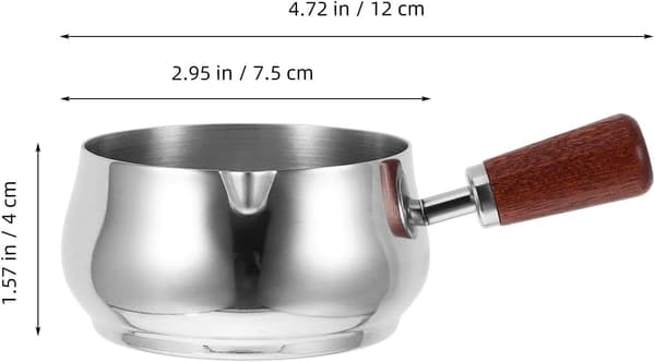 Sauskjele i rustfritt stål med trehåndtak 180 ml stor krydderkopp