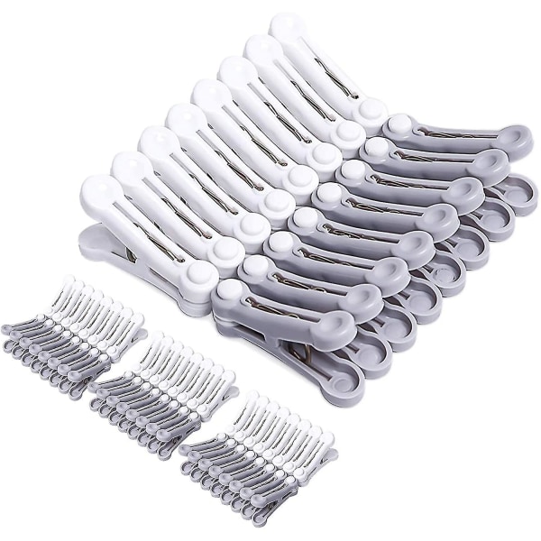 48 Pcs Clothespins 5x3cm, Soft Clothespins, 2 Colors, White + Gray