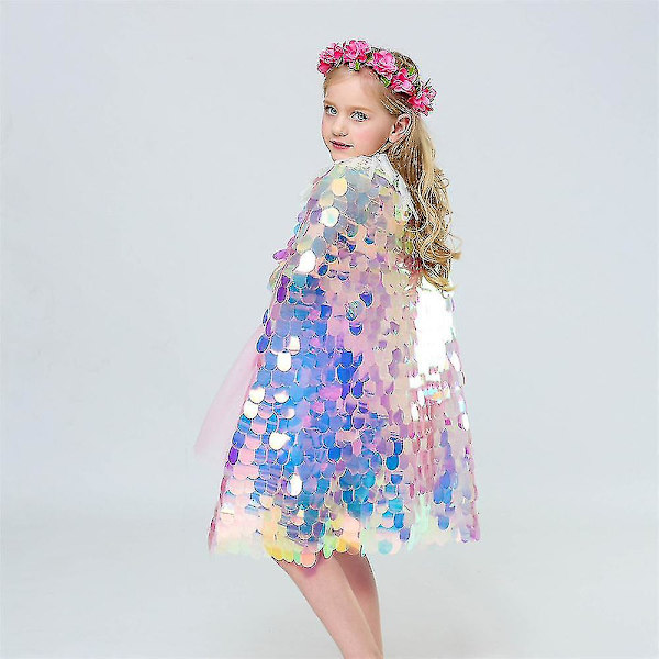 Tyttöjen Lasten Viitta Sekvenssit Kiiltävä Glitter Fancy Up Pukeutuminen 8-11 Years