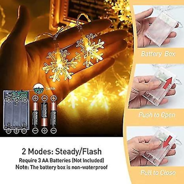2pk Julelys Snøflak 20ft 40 LED 2 Moduser