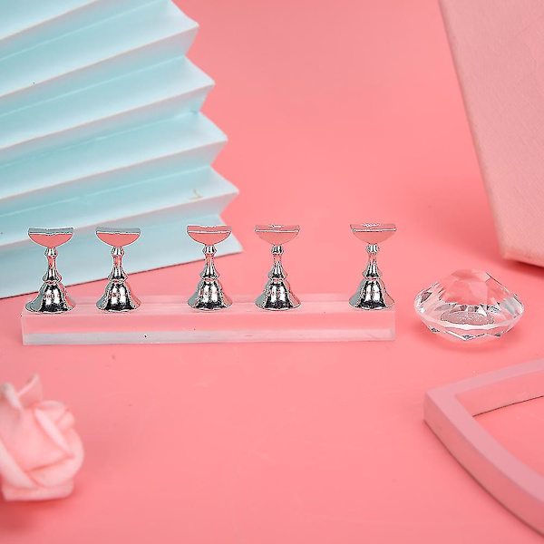 Neglekunst Display Øvelsesstativ Magnetisk Negle Fingernegl Tip Holder Manicure Sæt Værktøj (6)