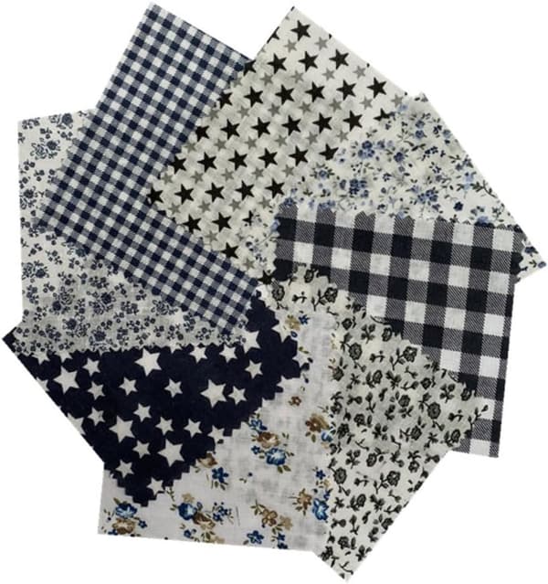 5-pack små handgjorda bomullstyger färgglada tryckta lapptäcksrutor 25x25cm