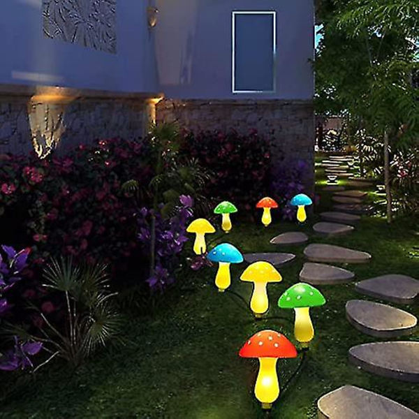 Set med 8 svampdrivna solcellsdrivna lampor för utomhusbruk, vattentäta Solar 8 lights