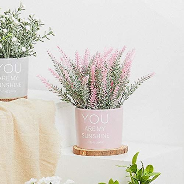 Konstgjord Lavendel med Keramisk Blomkruka, Små Krukväxtdekorationer, Lämplig för Kontor