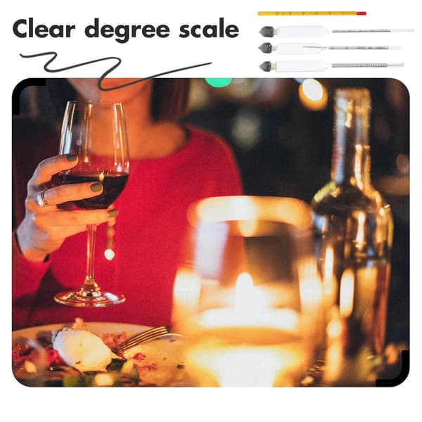 Vin-hydrometer Glas Alkohol-hydrometer med termometer Bærbart Let at bruge Assorteret farve