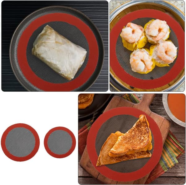 2 stk gjenbrukbare silikonmatter med glatt overflate for baking og damping av dumplings og dim sum