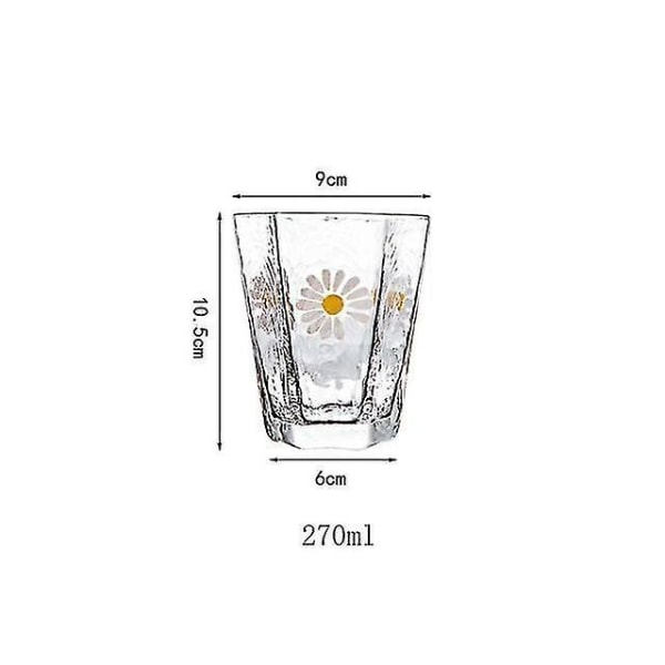 2 stk 270ml Japansk Retro Glasskopp med Tusenfryd Kaffe Te Kopp