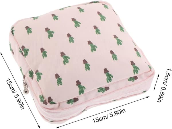 6 stk. kompakt bomullsveske for menstruasjonsbind for kvinner, oppbevaringspose for menstruasjonsbind